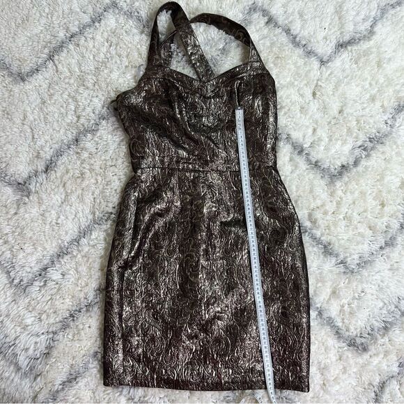 Elegant Metallic Halter Mini Dress - Picture 1 of 6